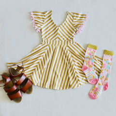 Simple Stripes Girls Twirl Dress