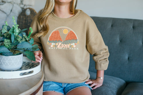 Boho Zion National Park Utah Pullover | SOFTEST Fleece Sweatshirt | 3 Colors