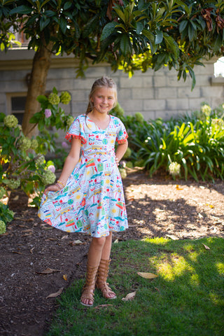 Claire Rainbow + Floral Twirl Dress