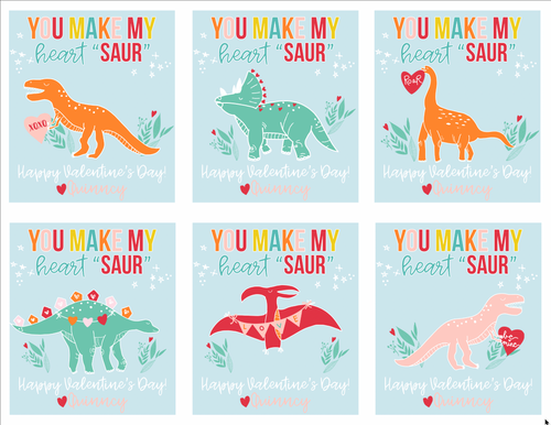 You Make my Heart "Saur" Dinosaur Valentine's Day Printable