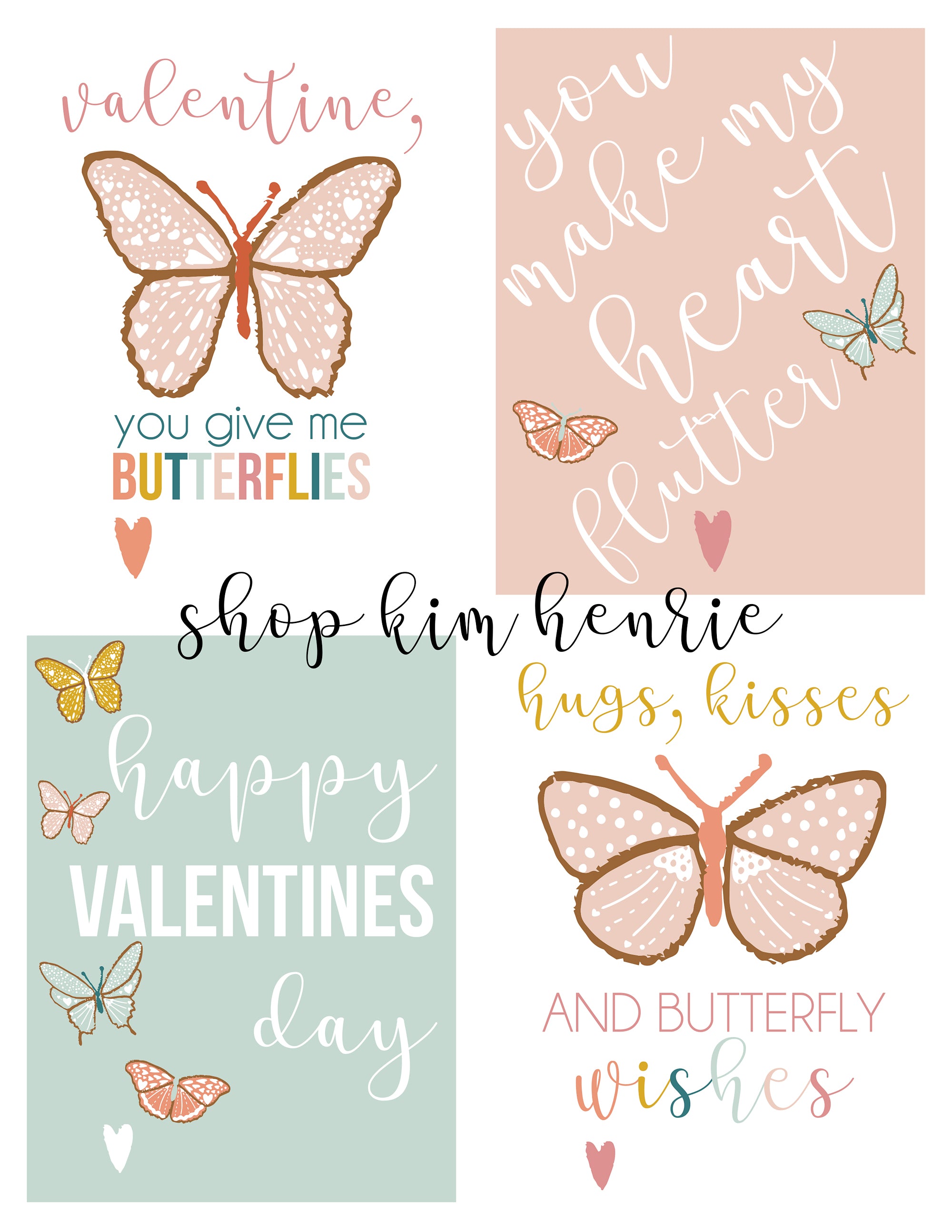 Butterfly Valentines Day Card Printables
