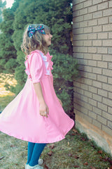 Petals In Pink Polkadot Ruffle Twirl Dress